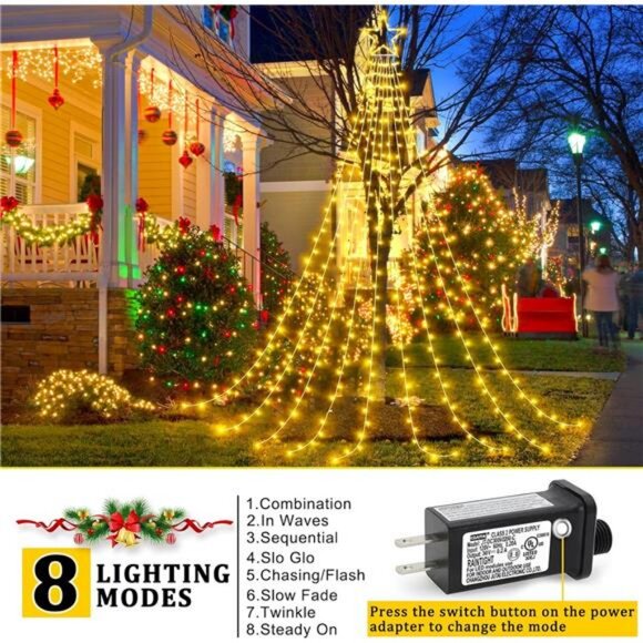 Christmas Decor Lights 344 LED 12FT Christmas Tree Lights with Topper Star - Picture 2 of 7